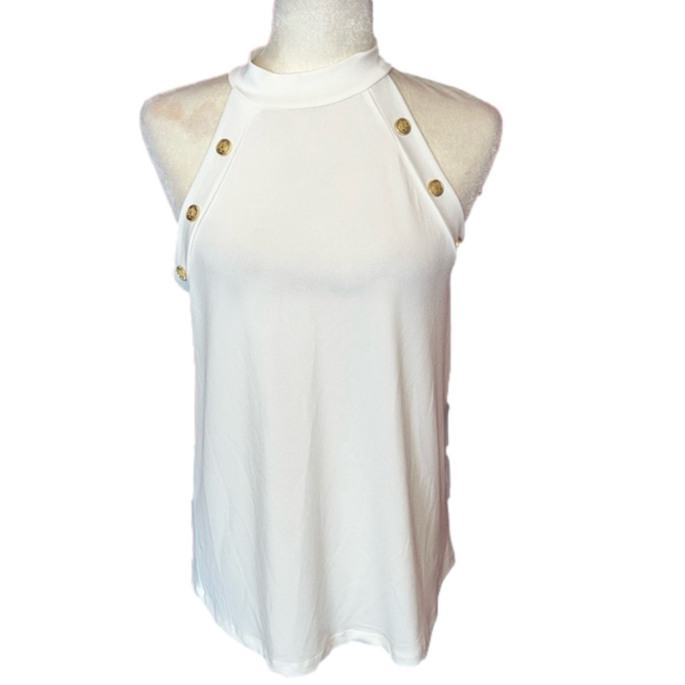 Cable and Gage Halter Neck Ivory Blouse M